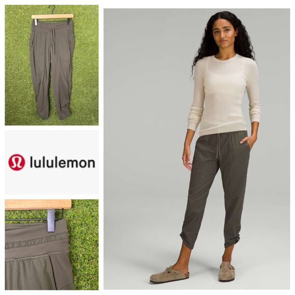 Lululemon Dance Studio Mid Rise Crop Joggers Drawstring‎ Pants Green Size 4 - Picture 1 of 8